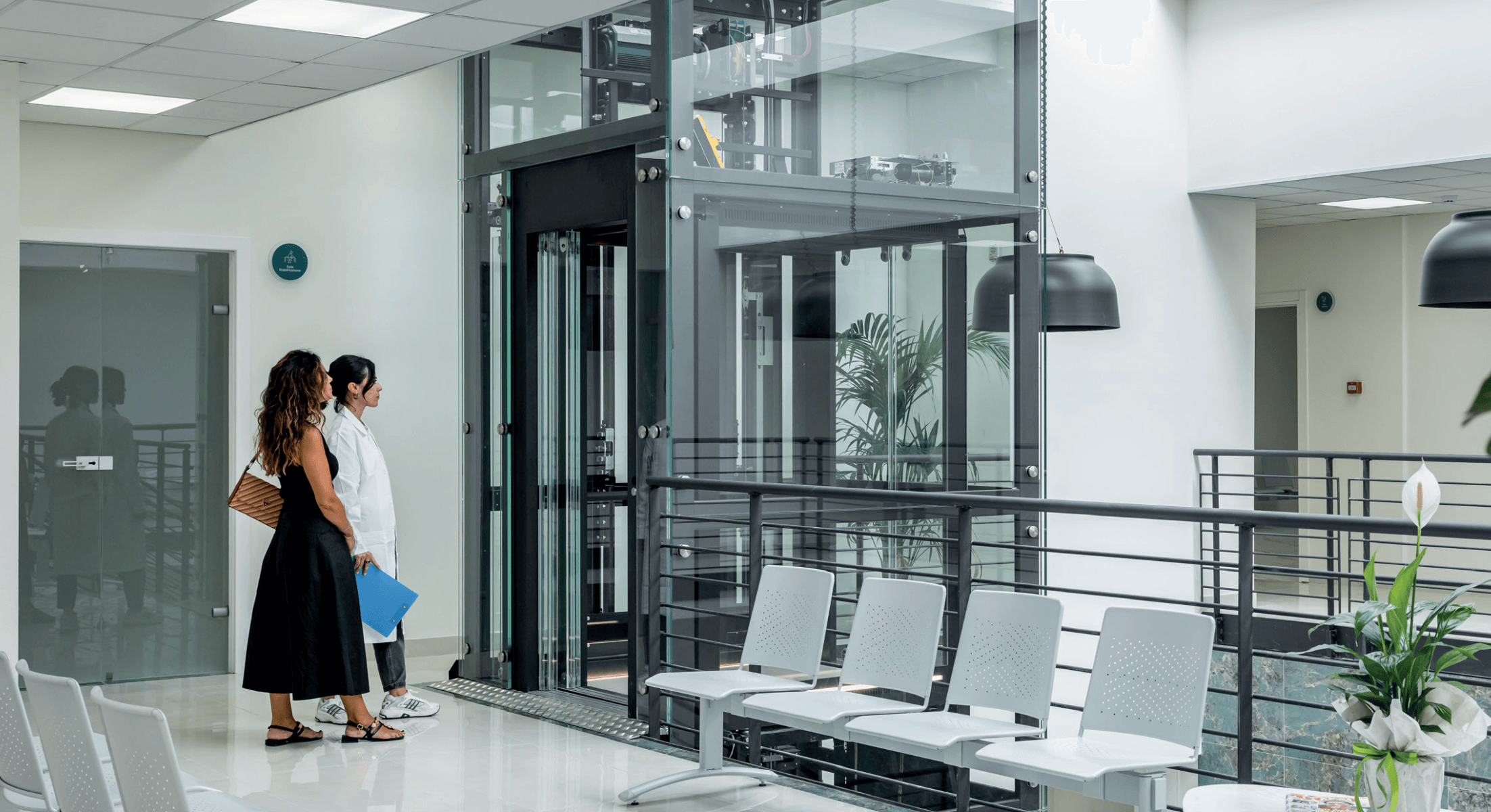 Women entering a lift